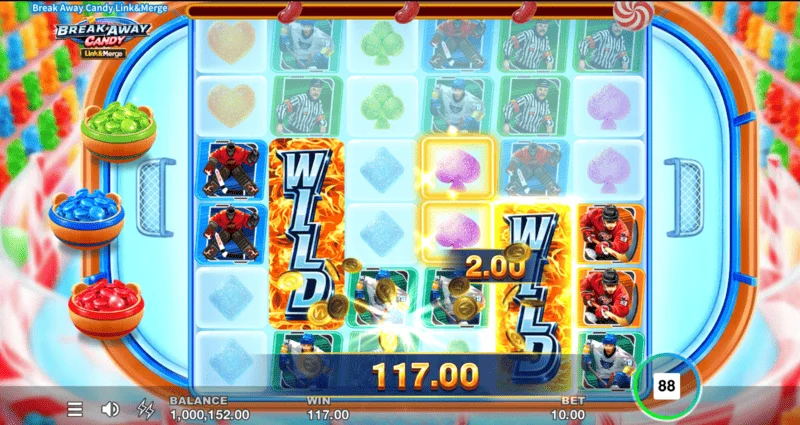 Break Away Candy - runda Link&Merge ze zebranymi monetami